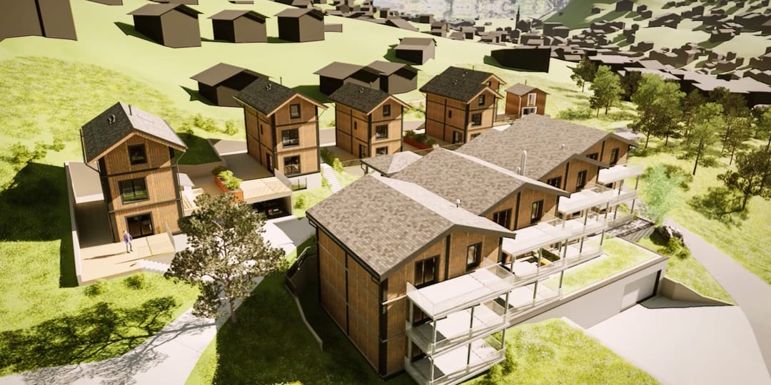 VIVAN Element_Holzhaus_Siedlung_Fiesch